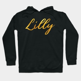 Lilly Name Hand Lettering in Faux Gold Letters Hoodie